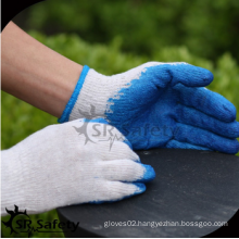 SRSAFETY cheap price/10g polyester shell smooth latex coated/safety gloves